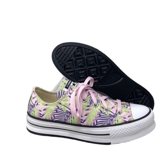 Converse Ctas Eva Lift OX Platform Low Sneakers Canvas Kids Women Pink A01200F - Picture 8 of 11
